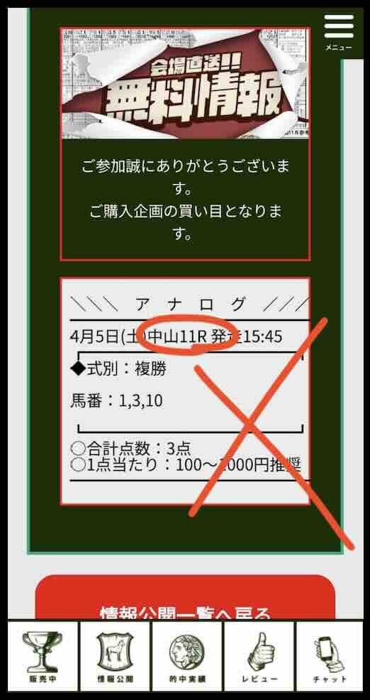 「アナログ」という競馬予想サイトの無料予想の抜き打ち検証